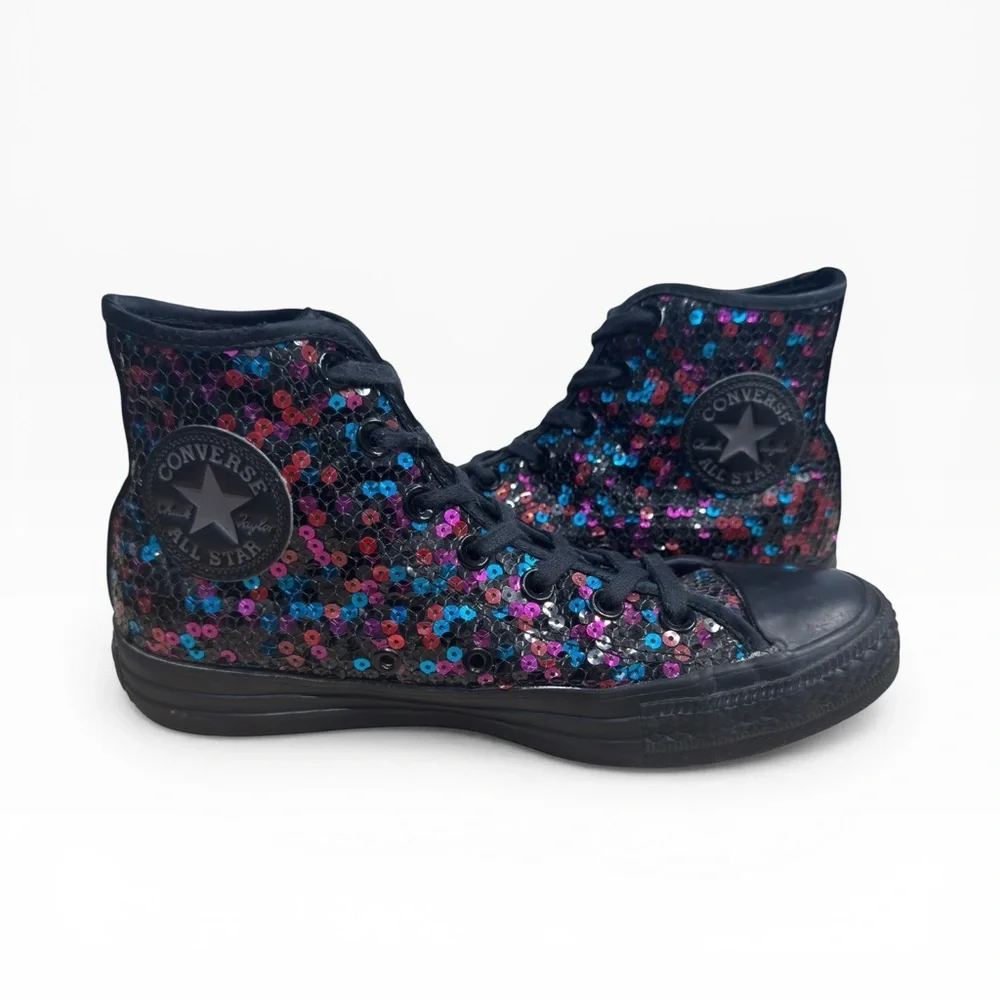 Converse Chuck Taylor All Star Hi Multi Colored Sequin Sneakers Black Size US 7
